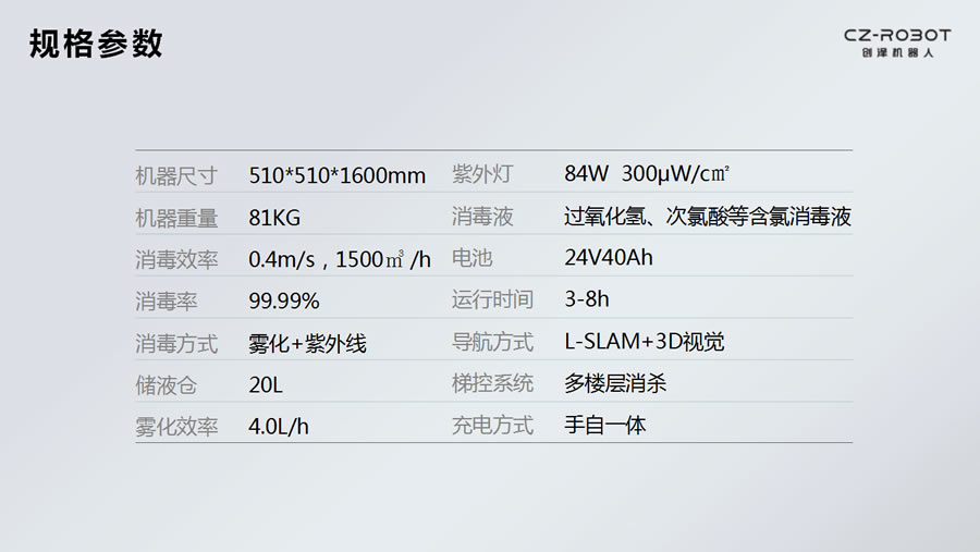 医用智能消毒机器人参数