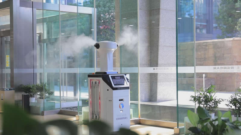 智能防疫消毒机器人在办公区域消毒